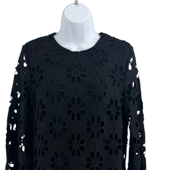 Tuckernuck NWT Black Lace Hutton Mini Dress – Size M – Bell Sleeve Shift Dress - Picture 3 of 10